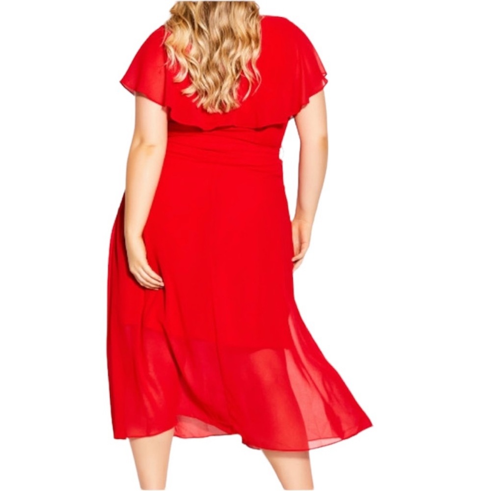 City Chic Softly Tied Midi Dress in Lipstick SZ 20 NWT - Picture 2 of 6